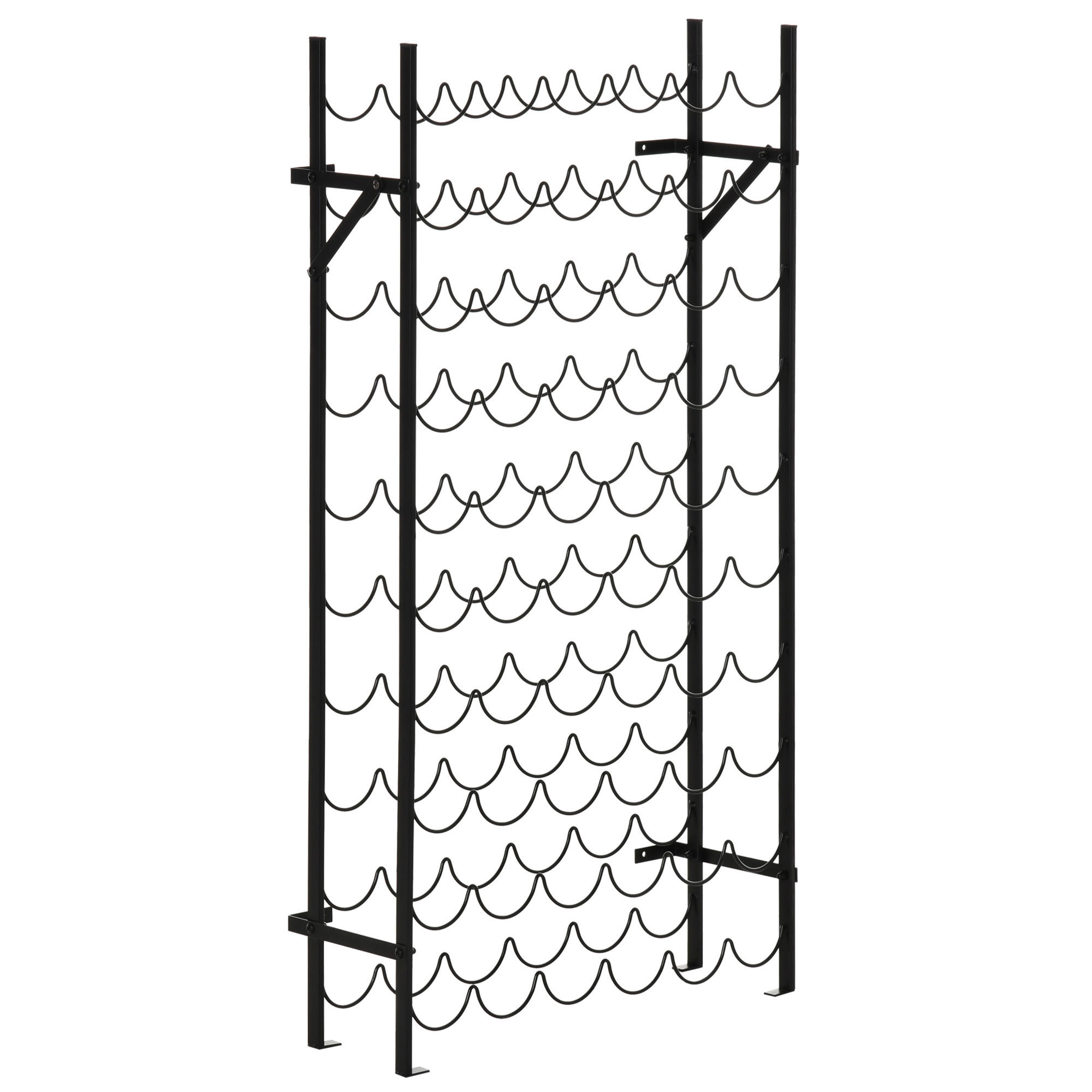 WEINREGAL, Eisen, Stahl, Schwarz - Schwarz, Metall (205/118/63cm) - HOMCOM
