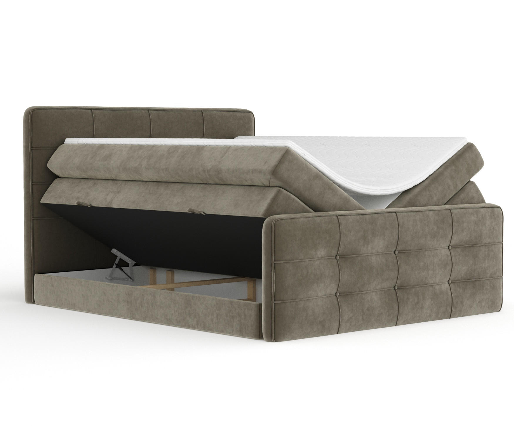 BOXSPRINGBETT Semplice Taupe 200/200 cm - Taupe/Schwarz, Holz/Holzwerkstoff (200/200cm) - Maison de Reve