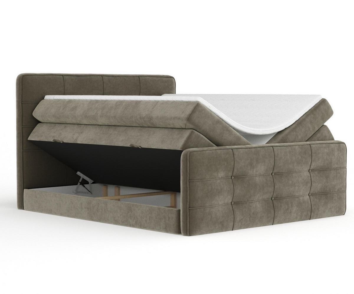 BOXSPRINGBETT Semplice Taupe 140/200 cm - Taupe/Schwarz, Holz/Holzwerkstoff (140/200cm) - Maison de Reve