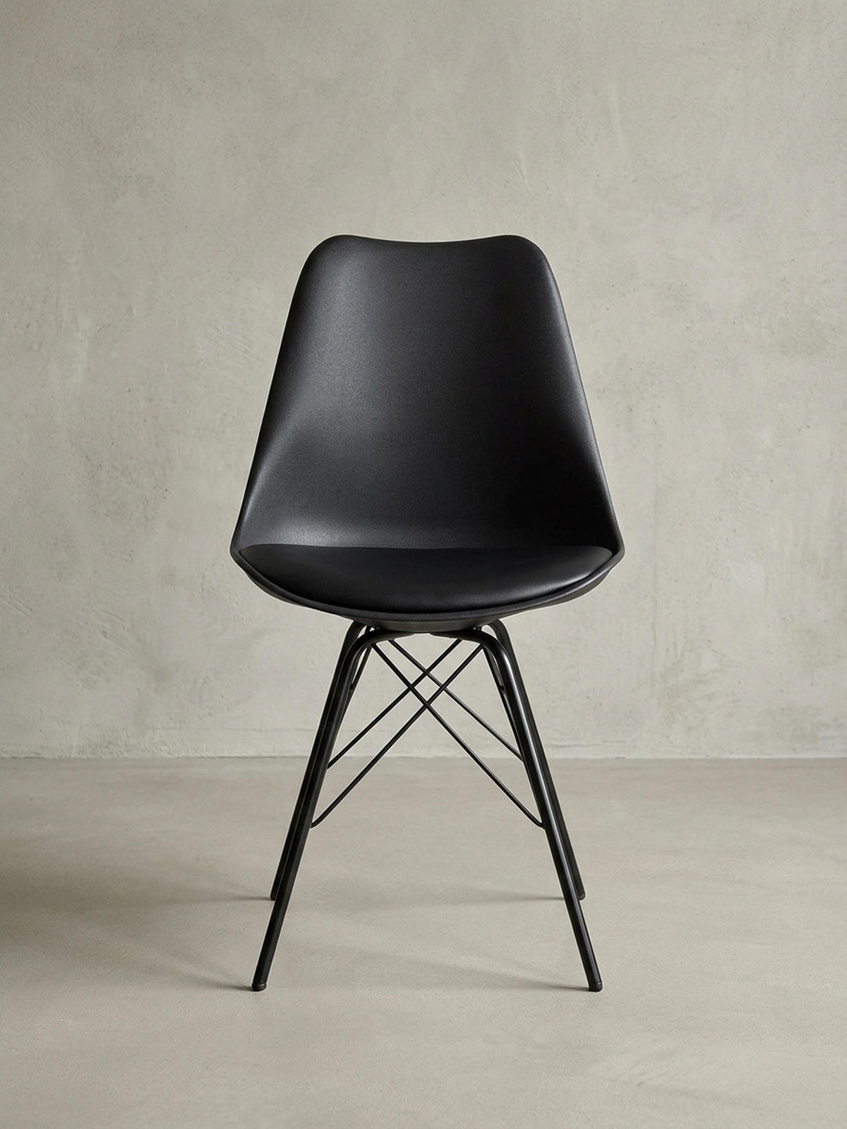 ESSZIMMERSTUHL 2er Set mit Metallgestell Skandinavisch gepolstert, Schwarz 58x48x86 cm - Schwarz, Kunststoff/Textil (58/86/48cm) - KADIMA DESIGN