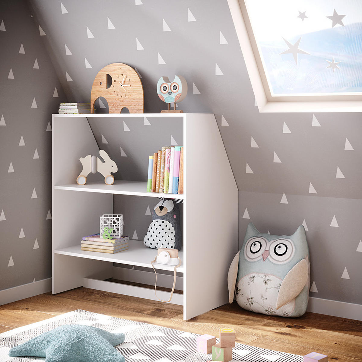 KINDERREGAL Weiß 90 x 100 cm - Weiß, Holzwerkstoff (90/100/50cm) - Vicco