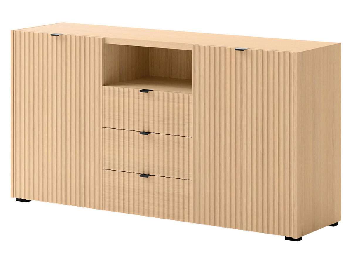 SIDEBOARD Cyliza 2D3SZ - Eichefarben/Graphitfarben, Holzwerkstoff/Kunststoff (150/80/40cm) - MIRJAN24