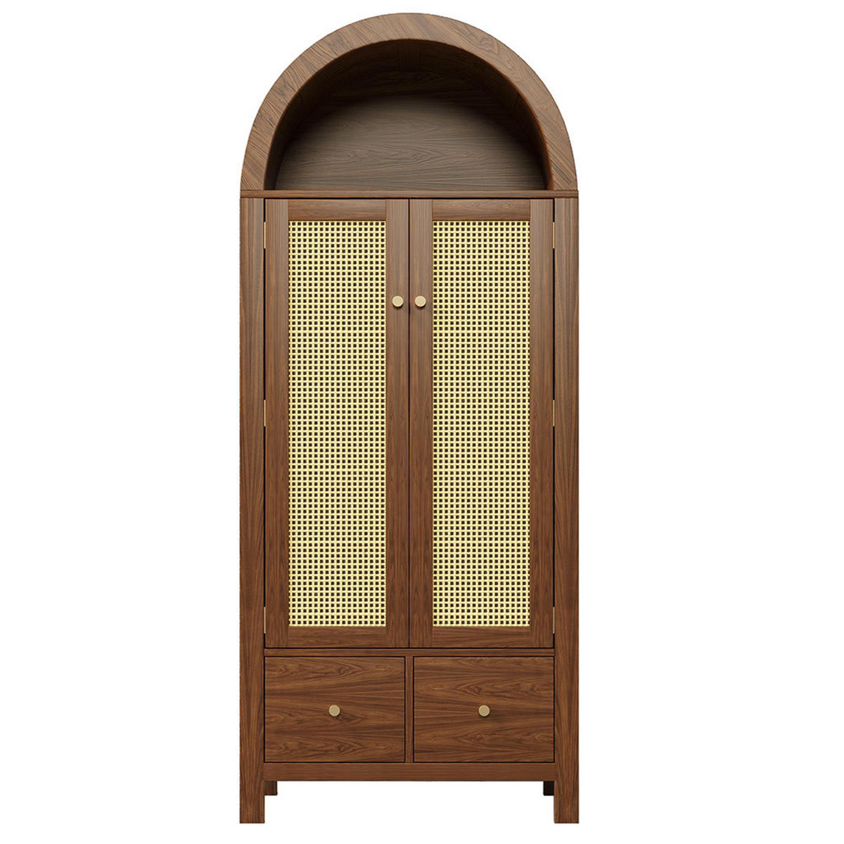 KLEIDERSCHRANK 181x78x45 cm mit Rattan-Flechten in Walnuss - Walnussfarben, Holz (78/181/45cm) - KOMHTOM