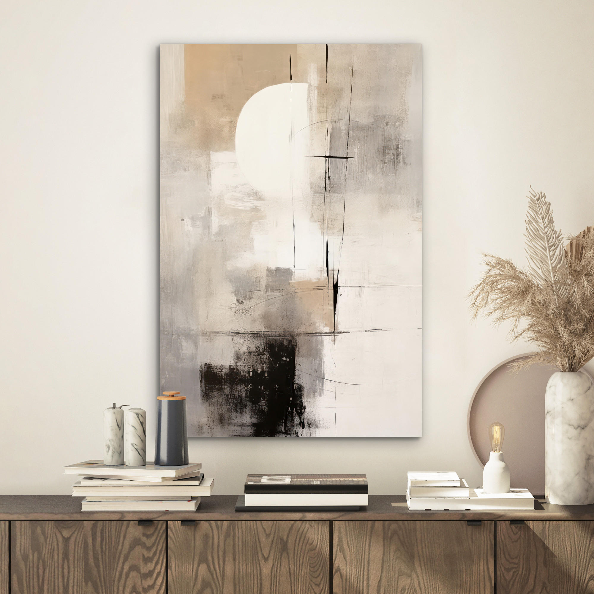 METALLBILD Abstrakt - Kunst - Grau 40x60 cm - Hellgrau, Metall (40/60cm) - MuchoWow