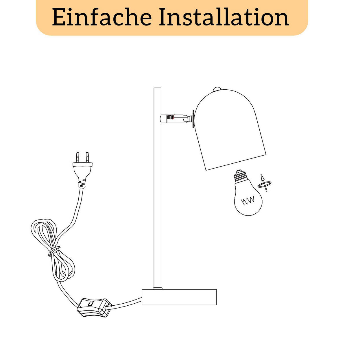 TISCHLAMPE Mila 21.5/12/35 cm - Schwarz, Metall (21.5/12/35cm) - ZMH
