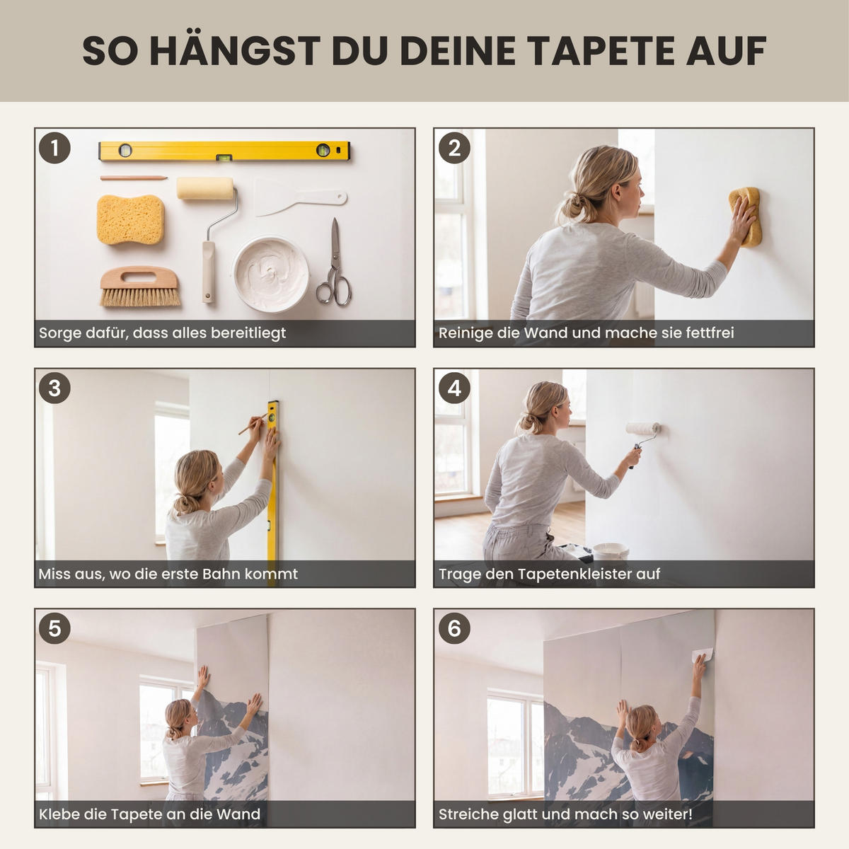 TAPETE - Berge - Wasser - Bäume - 260x300 cm - Multicolor, Papier (260/300cm) - OnlyWow