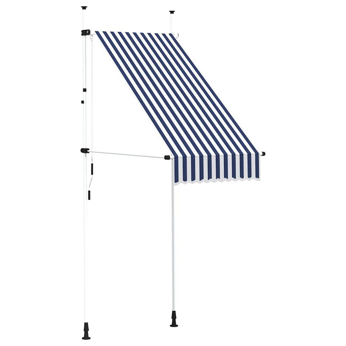 MARKISE Einziehbar Handbetrieben 100 cm Blau/Weiß Gestreift - Blau, Textil (100/1/1cm) - furnicato