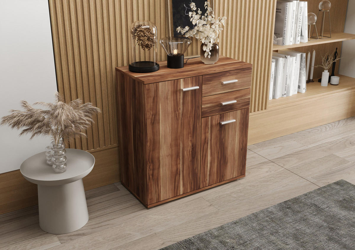 KOMMODE London LMK 2D2S mit 2 Türen, Sideboard in Farbe: Braun, Größe: 71 x 75 x 35 cm - Braun, Holzwerkstoff (71/75/35cm) - O-Sofa