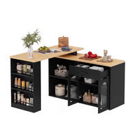 KÜCHENINSEL 360° DREHBAR, MIT STAURAUM, MDF, Für Esszimmer Und Küche, 136/50/78 cm - Schwarz, Holzwerkstoff (50/78/136cm) - Rolipo