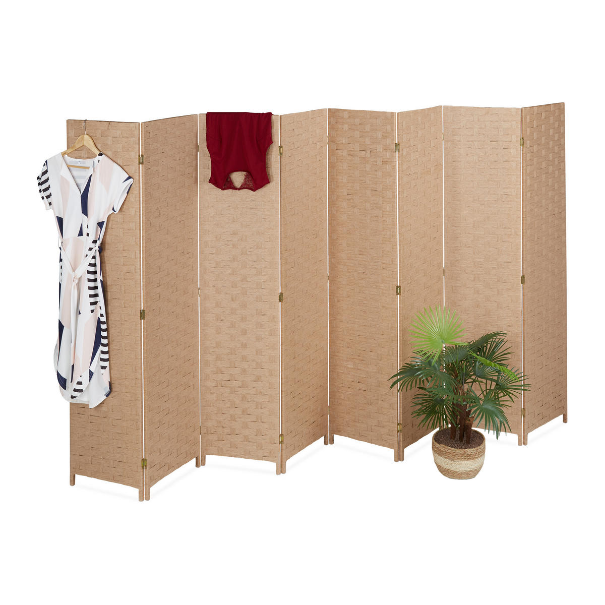 PARAVENT - Hellbraun, Holz/Papier (320/170/2cm) - Relaxdays