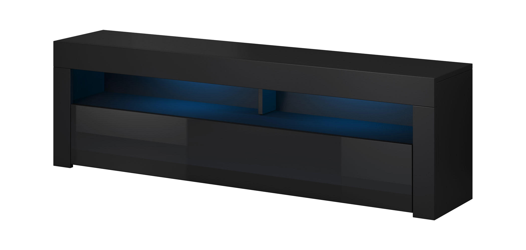 Feldmann-Wohnen Lowboard Schwarz Hochglanz, Schwarz 140x50x33 cm