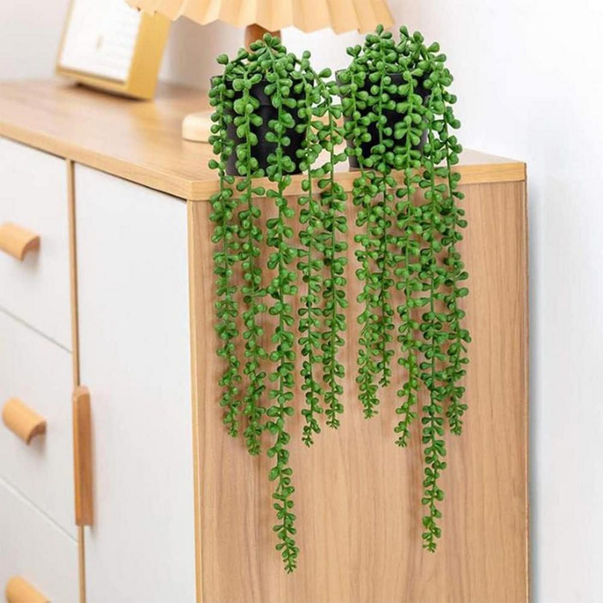 KUNSTPFLANZE Hängend 2-teiliges Set 47 cm - Grün, Kunststoff (9cm)