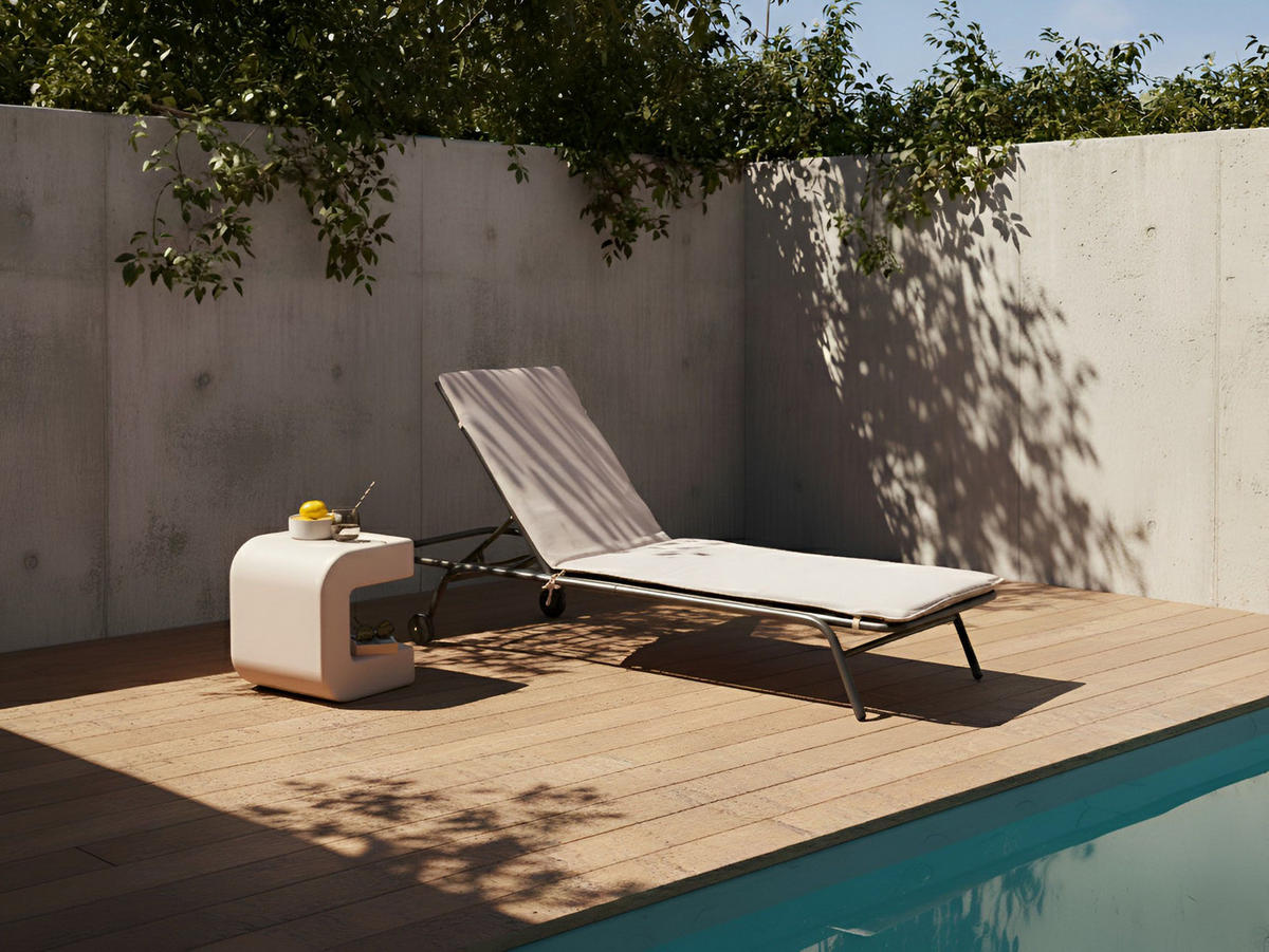SONNENLIEGE Beige Volterra - Dunkelgrau, Metall (75/27/168cm)