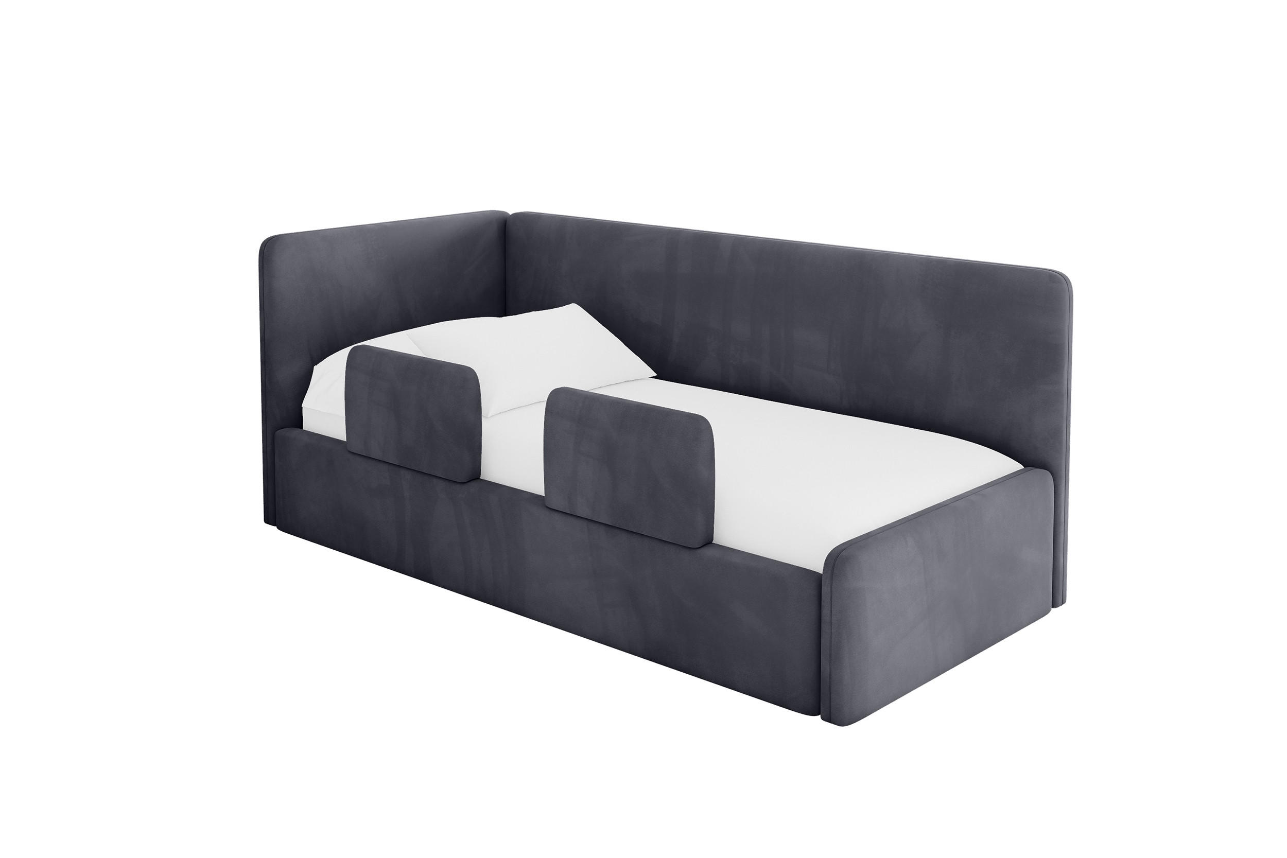 EINZELLBETT Jugendbett mit Bettkasten und Matratze H3/H4, Rechts - NORY 80x200 Dunkelgrau - Titanfarben, Holzwerkstoff/Textil (80/200cm) - ALTDECOR