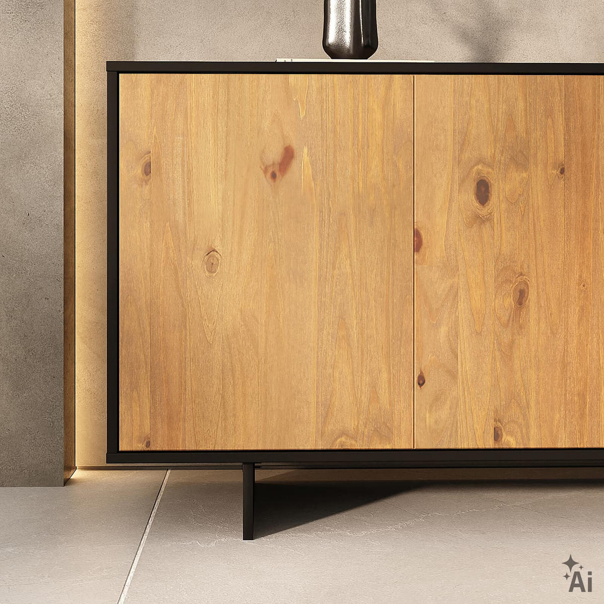 SIDEBOARD ARTO schwarz/Eiche - Eichefarben/Schwarz, Holz (137/71/41cm) - IDIMEX