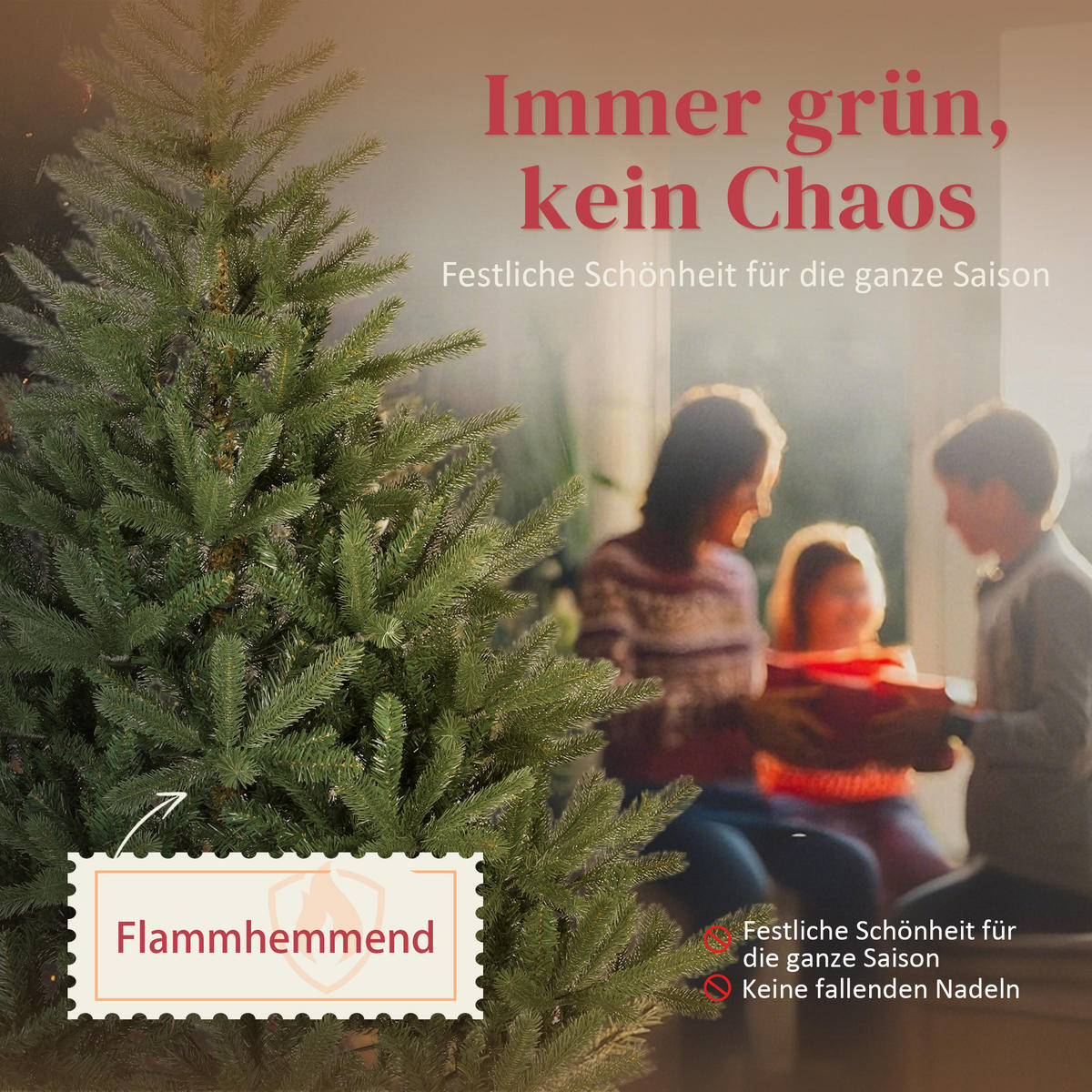 WEIHNACHTSBAUM künstlich 180cm Christbaum mit dichten Zweigen Metallständer - Grün, Kunststoff (180cm) - HOMCOM