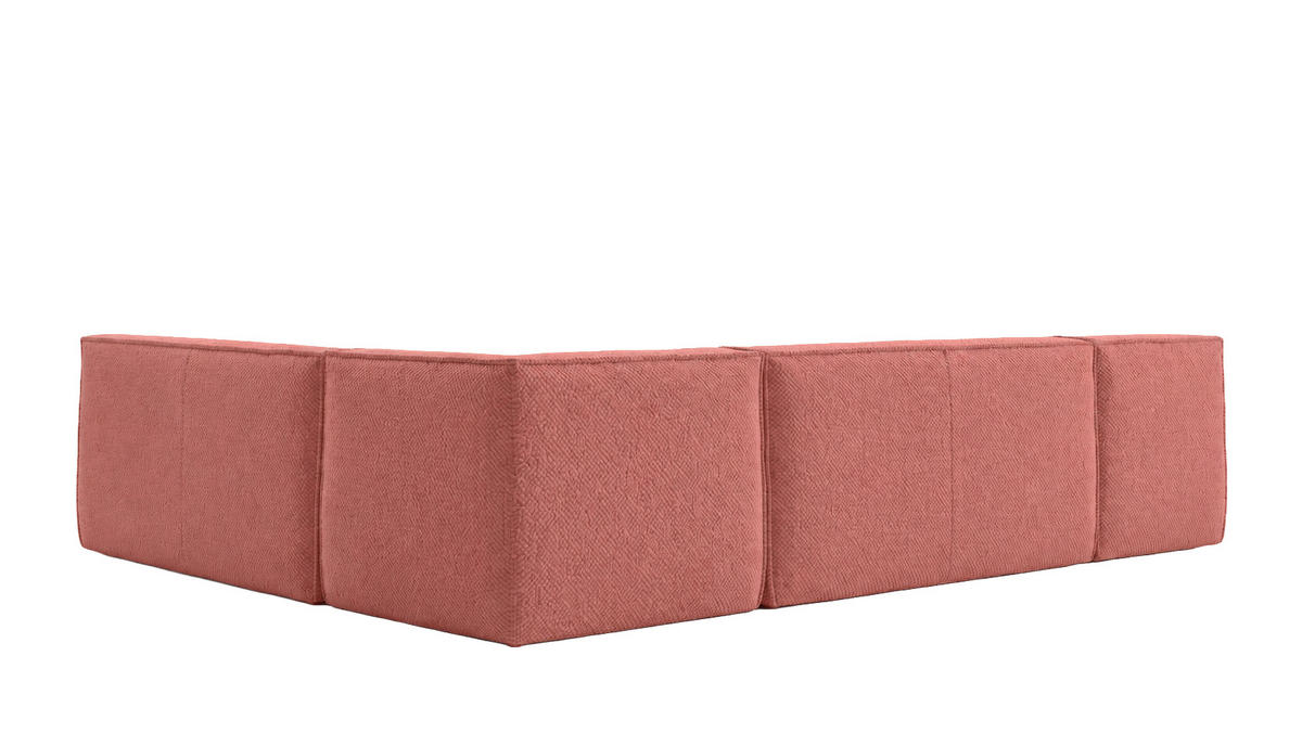 ROHOVÁ SEDAČKA modulární ve tvaru L, plyšová tkanina Pop, Růžová, Pravá strana, LAZY L - růžová, dřevo (333/253cm) - Kaiser Möbel