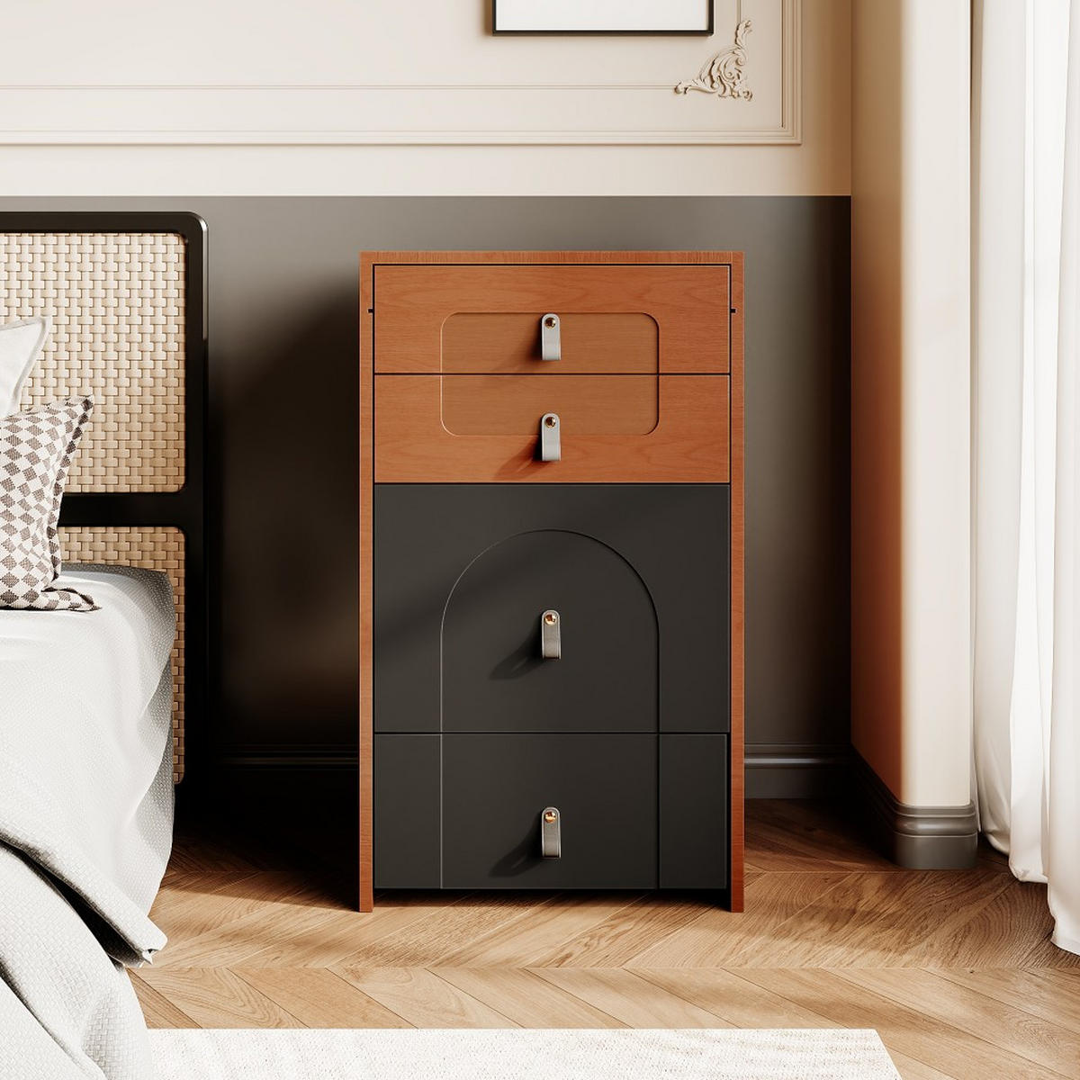 SCHMINKTISCH in Braun(Enthält Make-up-Hocker) mit 3 Schubladen - Braun, Holz (50/115.6/40cm) - KOMHTOM