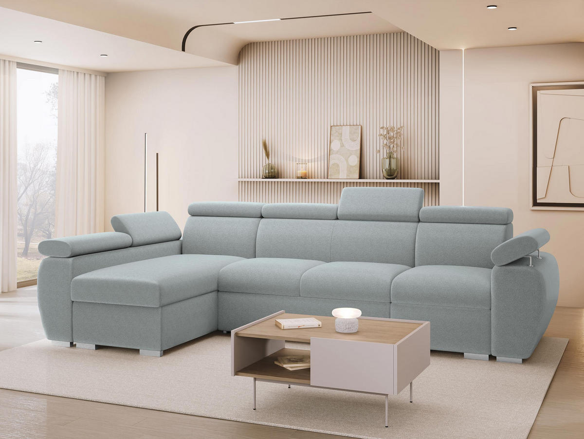 ECKSOFA Boston LCP, Seite: Links LCP+2R+1P(65) - Silberfarben/Hellgrau, Holz/Textil (320/170cm) - MIRJAN24
