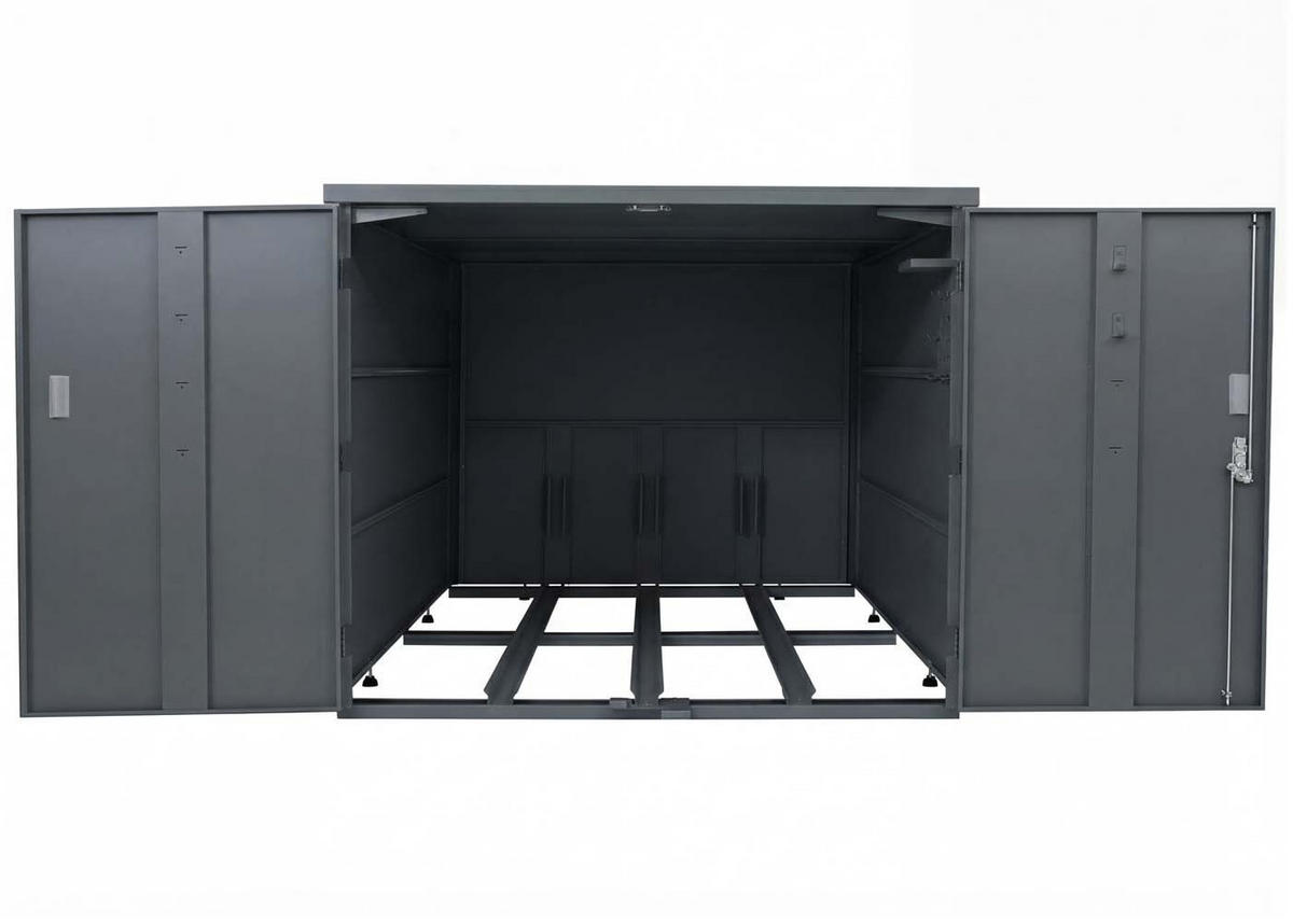 FAHRRADGARAGE 3er 124x148x208cm Anthrazit - Anthrazit, Metall (148/124/208cm) - PROREGAL