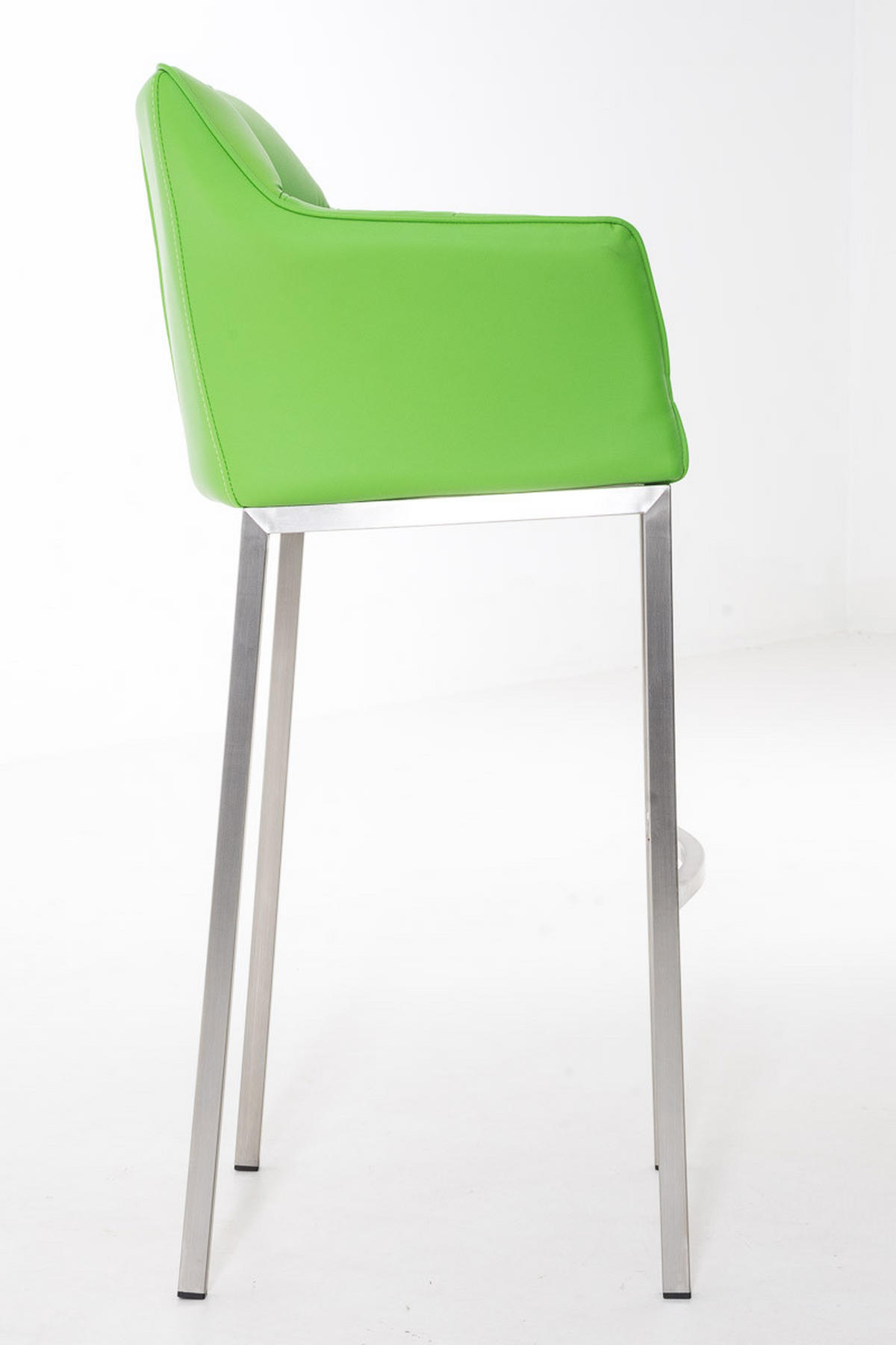 BARHOCKER Lederlook grün - Edelstahlfarben/Grün, Textil/Metall (64/110/48cm) - CLP