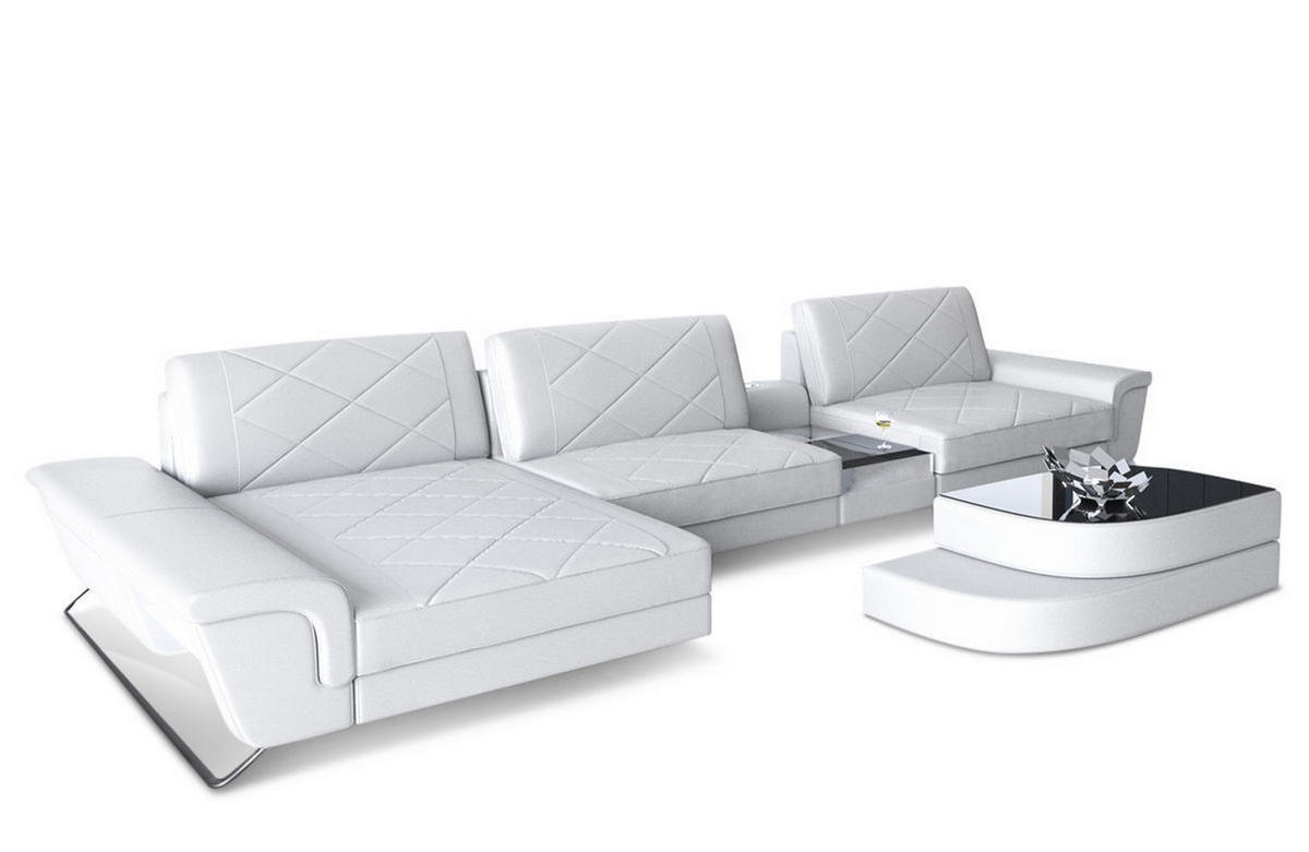 LEDERSOFA Bari L - Weiß, Leder (197/369cm) - Sofa Dreams