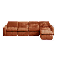 ECKSOFA 334/160/68 cm Orange Chenille mit 1 Fußhocker - Orange, Textil (334/160cm) - Oxeza