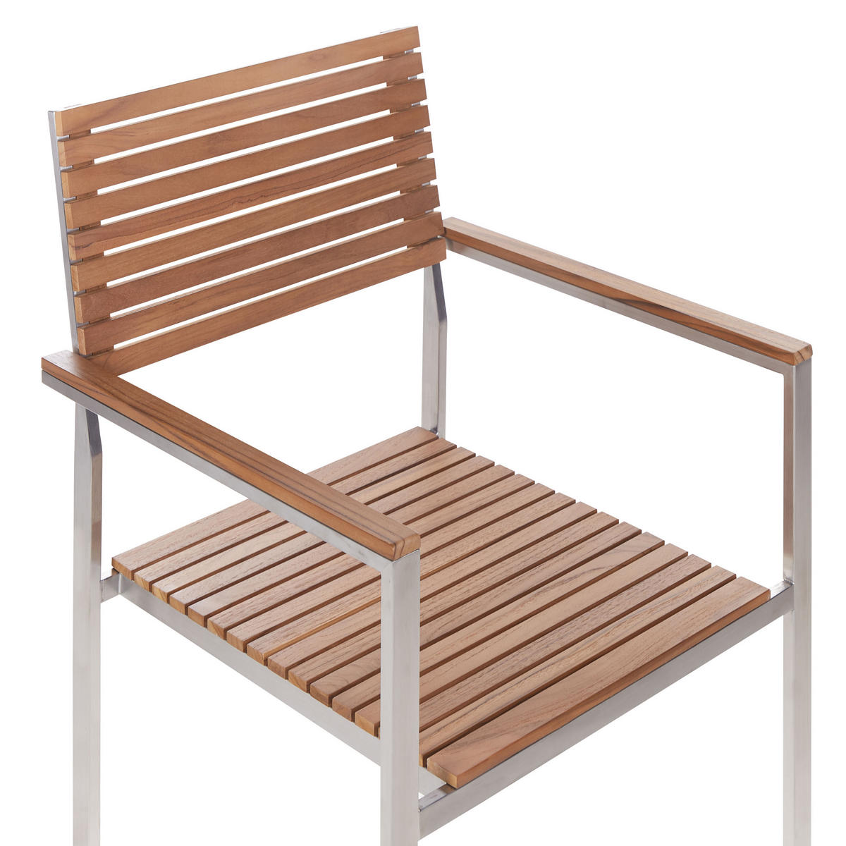 GARTENSTUHL 6er-Set Braun Viareggio - Silberfarben/Braun, Holz (50/86/50cm) - Beliani