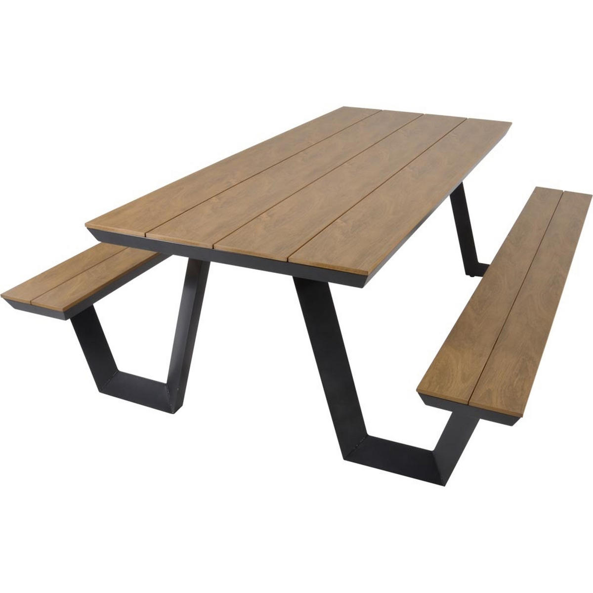 PICKNICK-SET Arezzo - Anthrazit - 200/89/75 cm - Dunkelgrau, Metall - Lesli Living