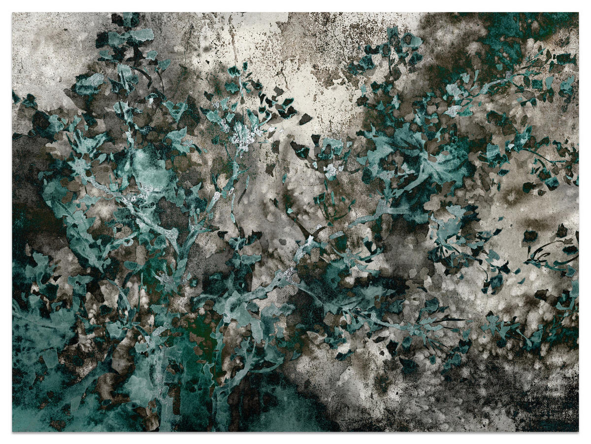 FOTOTAPETE für Wohnzimmer Beton Abstraktion 150x105 - Türkis/Grau, Papier (150/105cm) - Muralo