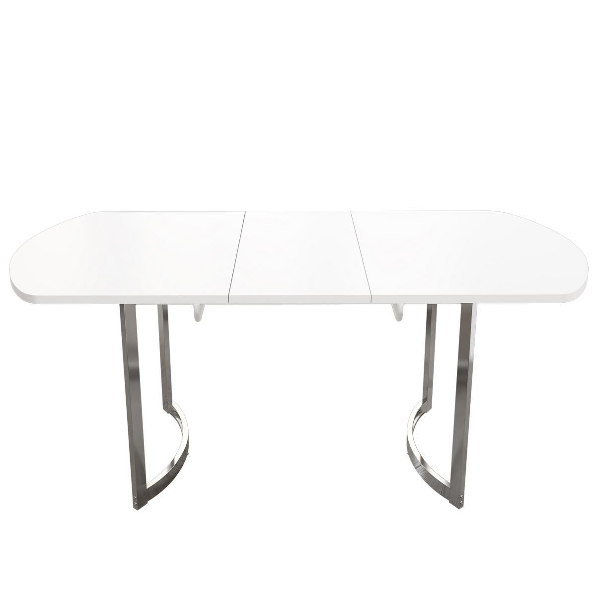 ESSTISCH aus MDF 180x80x75 cm Weiß mit ausziehbarer Tischplatte und silberfarbenen Metallbeinen - Weiß, Holzwerkstoff (180/80/75cm) - Modfu