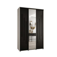 SCHWEBETÜRENSCHRANK 235,2/150/60 3-türig - Schwarz/Weiß, Holz/Metall (150/235/60cm) - Abiks Möbel