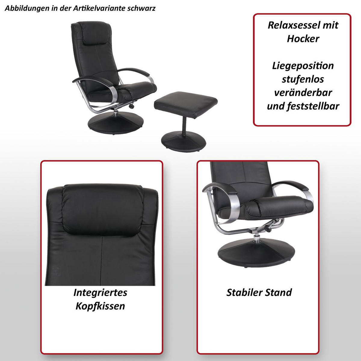 RELAXSESSEL MIT HOCKER Cremeweiß - Weiß, Textil (68/101/83cm) - MCW