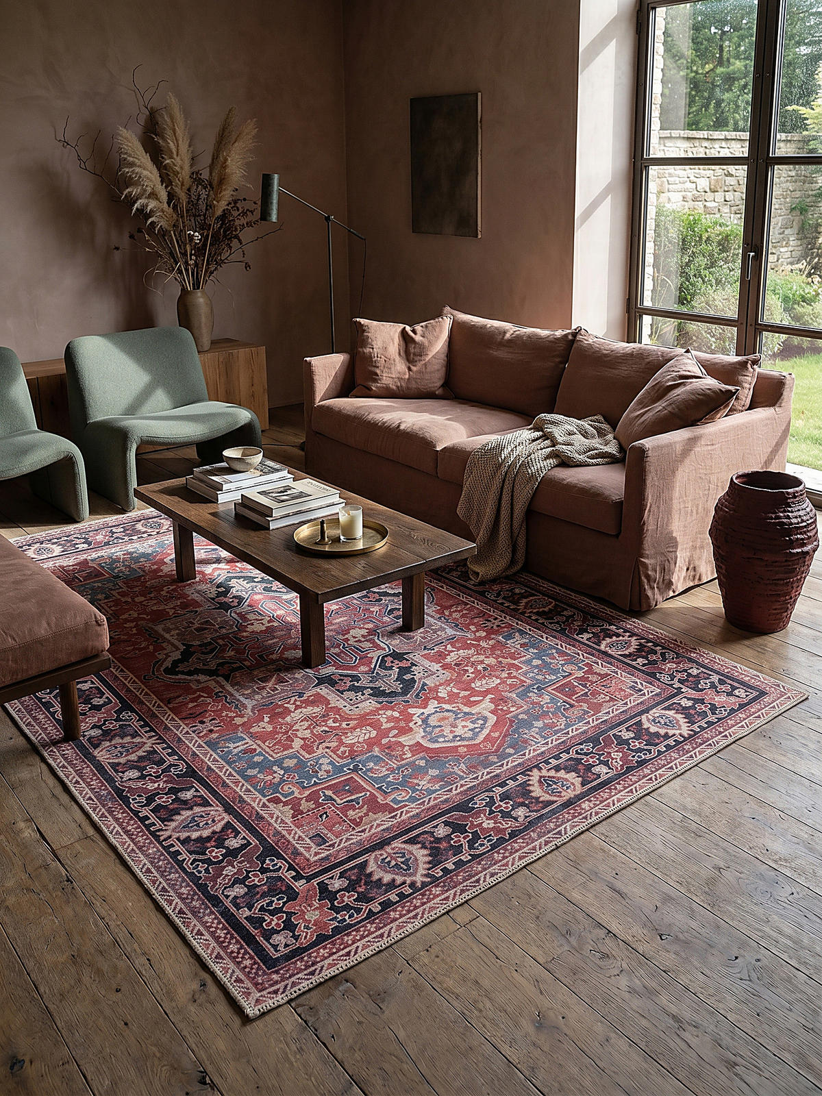 TEPPICH Waschbar HALD, klassisch im Vintage-Stil, Rot, 120 x 170 cm - Rot, Textil (170/120cm) - KADIMA DESIGN
