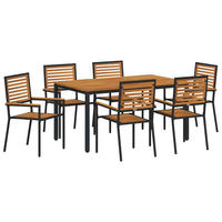 GARTEN Essgruppe 7 Pcs Schwarz Und Braun Poly-Rattan - Schwarz, Kunststoff - vidaXL