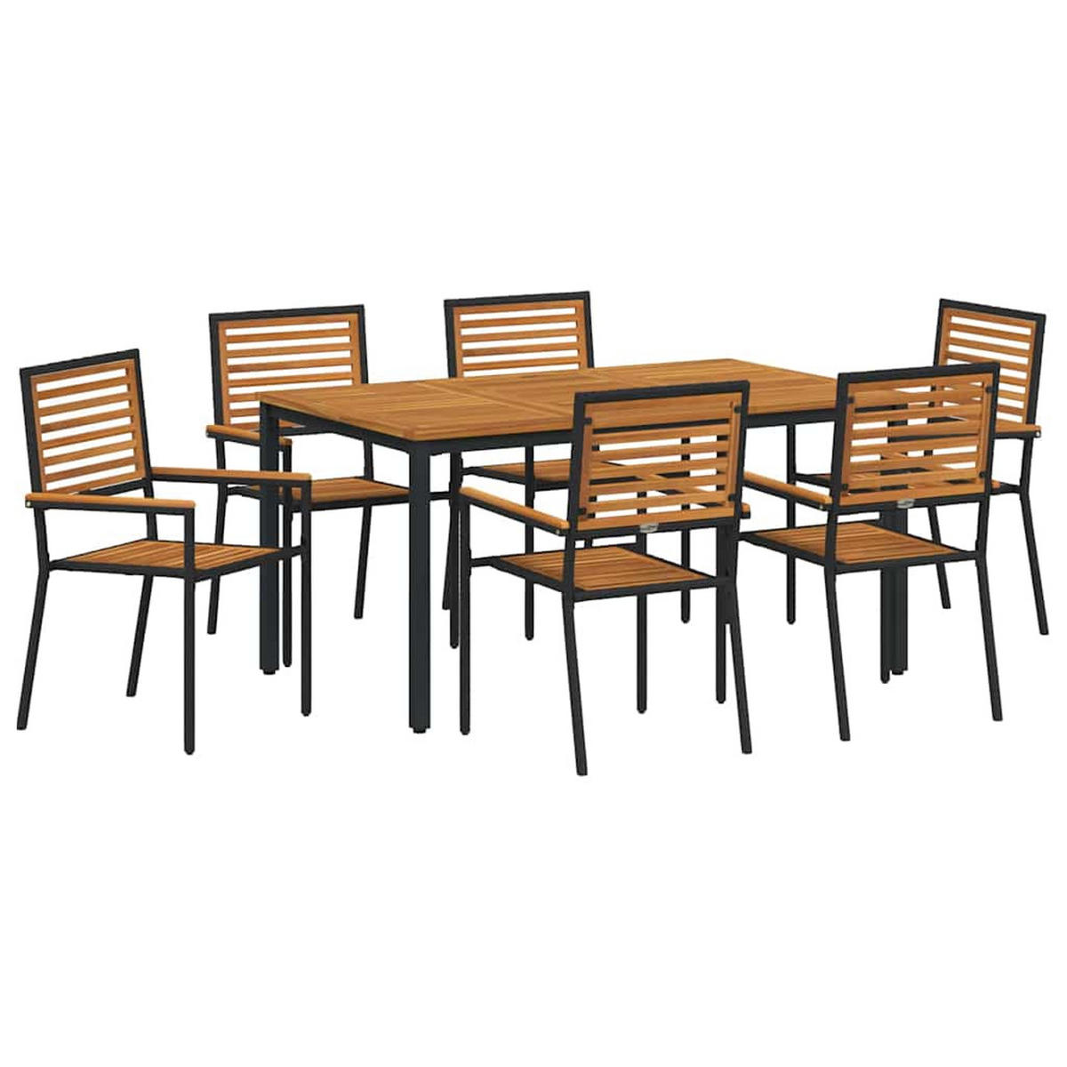 GARTEN Essgruppe 7 Pcs Schwarz Und Braun Poly-Rattan - Schwarz, Kunststoff - vidaXL