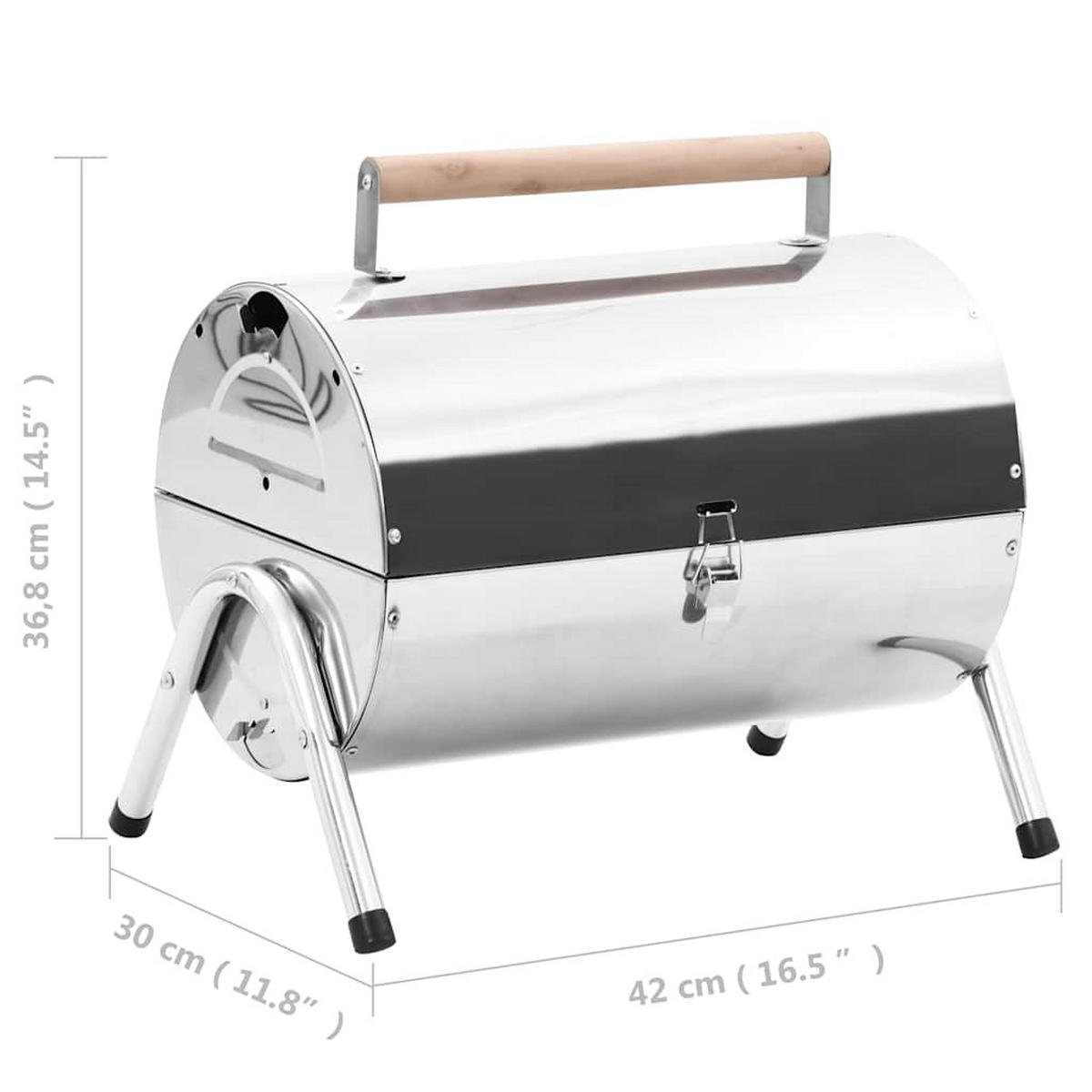HOLZKOHLEGRILL Tragbarer Tischgrill Edelstahl Doppelrost - Silberfarben, Metall (30/36.8/42cm) - vidaXL