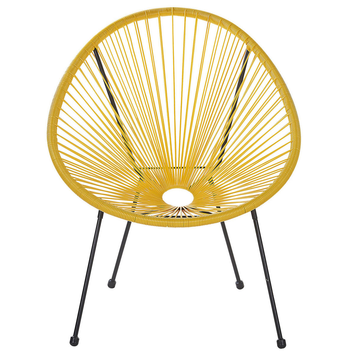 RATTANSTUHL 2er-SET gelb Kunststoff 70 cm Acapulco II - Gelb/Schwarz, Kunststoff (70/87/90cm) - Beliani