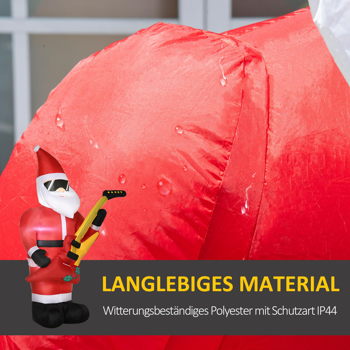 AUFBLASBARER Weihnachtsmann, Polyester, Rot - Rot, Kunststoff (75/215/140cm) - Outsunny