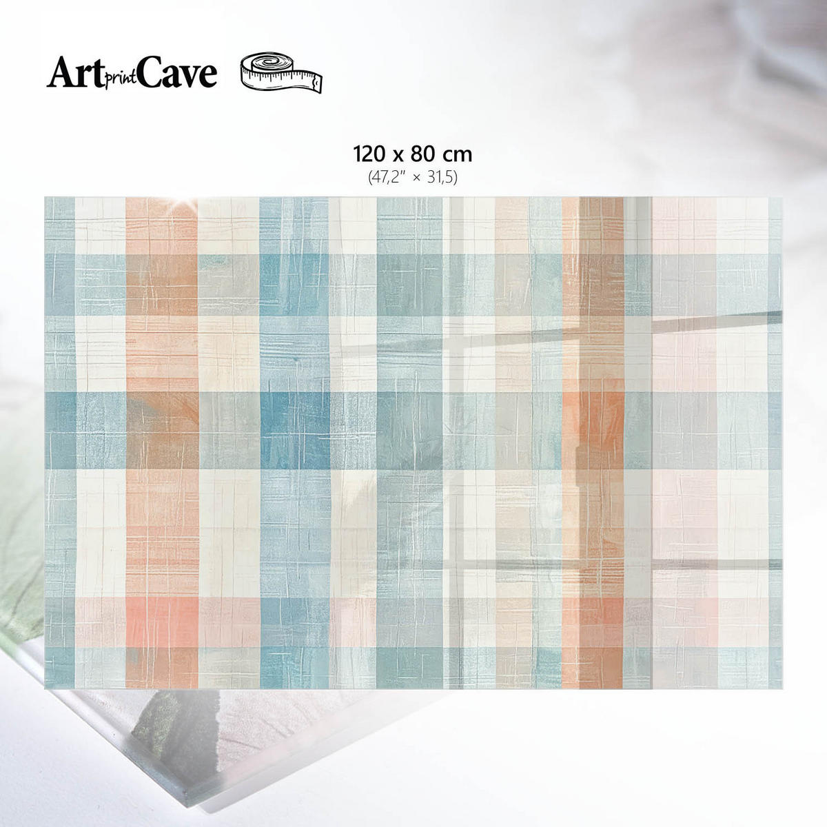 TISCHPLATTE 120x80 cm – Pastellfarbenes Patchwork - Braun, Glas (120/80/0.4cm) - Wallfluent