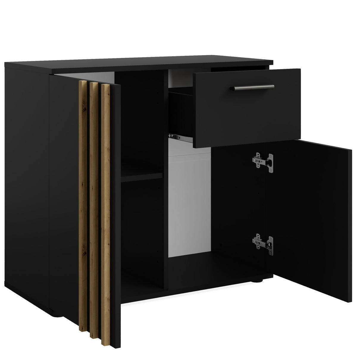 KOMMODE FERIO Kombikommode, Modern - Schwarz, Holzwerkstoff (80/73/35cm) - KONSIMO®