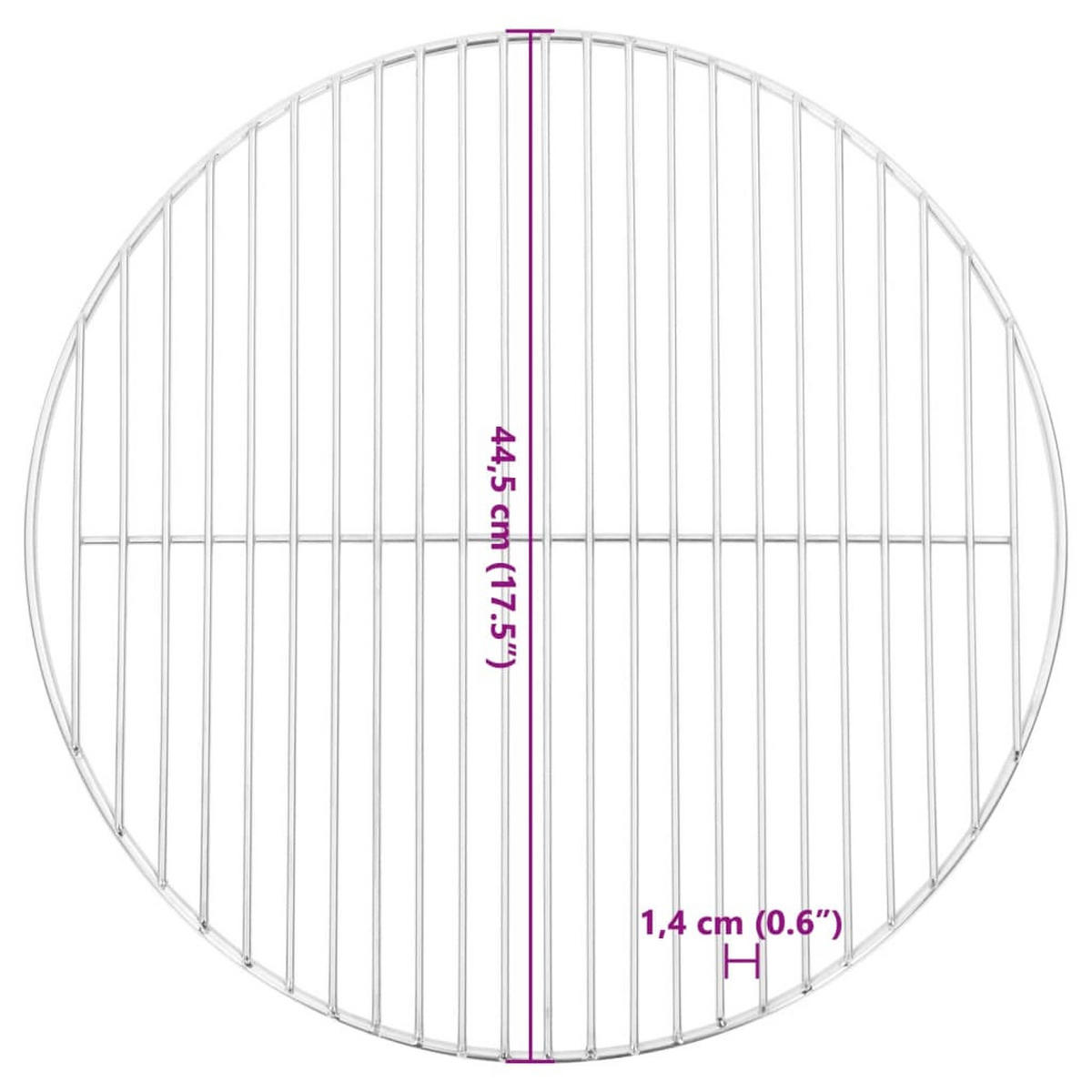 GRILLROST Rund Ø44,5 Cm 304 Edelstahl - Silberfarben, Metall (44.5/44.5cm) - vidaXL