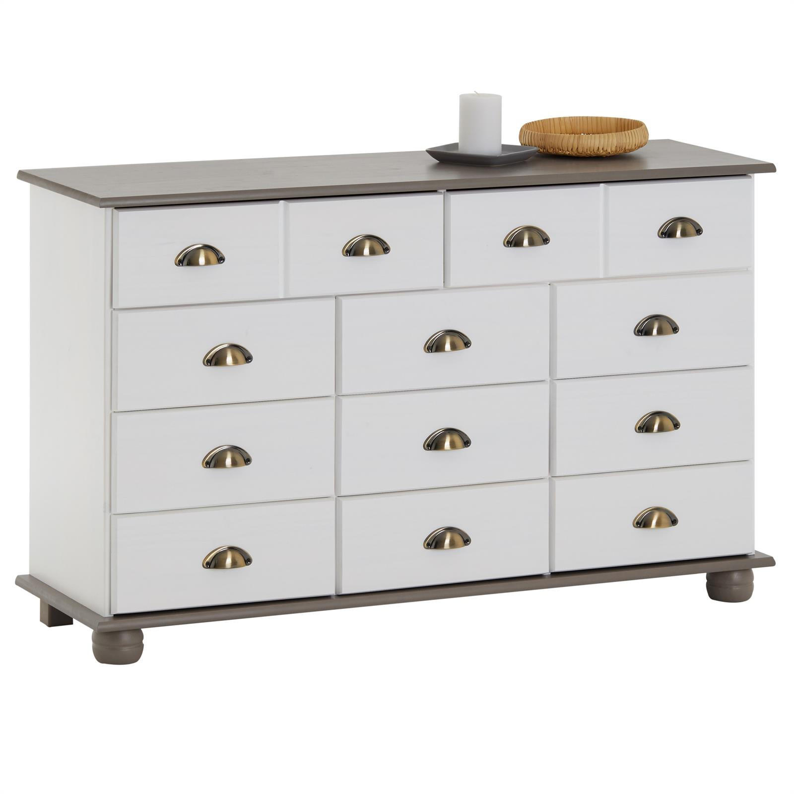 APOTHEKERKOMMODE COLMAR - Taupe/Weiß, Holz (117/73/35cm) - IDIMEX