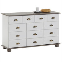 APOTHEKERKOMMODE COLMAR - Taupe/Weiß, Holz (117/73/35cm) - IDIMEX