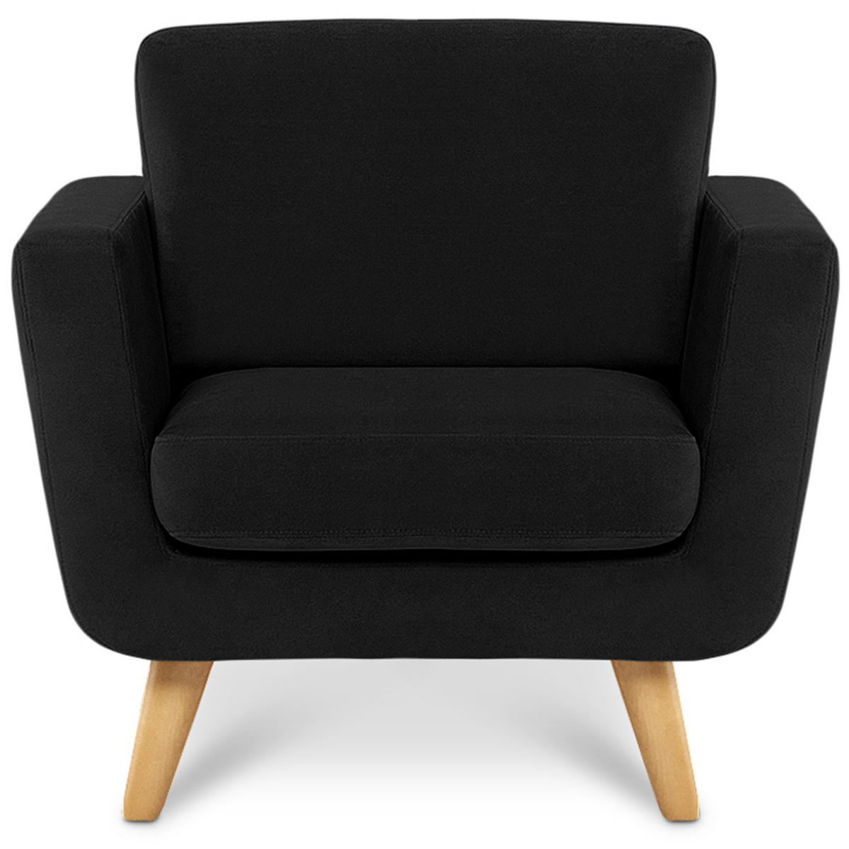 SESSEL TAGIO Massivholz-Beine, Schwarz - Schwarz/Braun, Buchenholz/Textil (86/80/88cm) - KONSIMO®