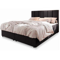 BOXBETT MERIL 180x200 cm mit Matratze und Topper - Schwarz - Anthrazit, Holz (180/200cm) - MASSENO