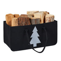 KAMINHOLZTASCHE - Schwarz, Textil (50/25/25cm) - Relaxdays