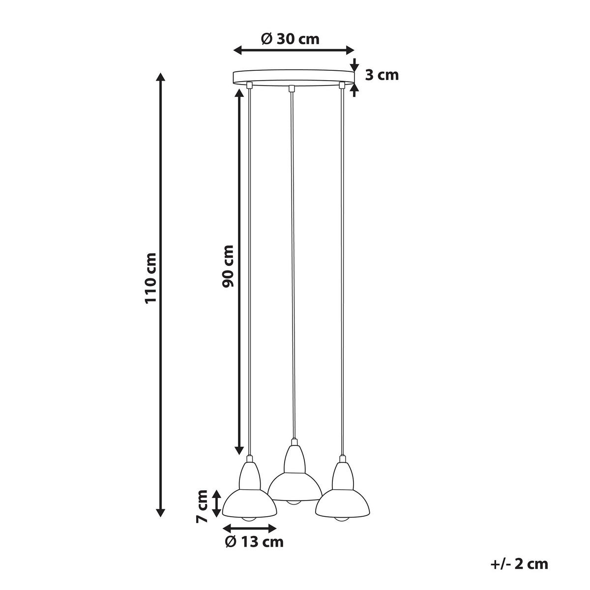 HÄNGELEUCHTE Castaly 30/30/110 cm - Messingfarben, Metall (30/30/110cm) - Beliani