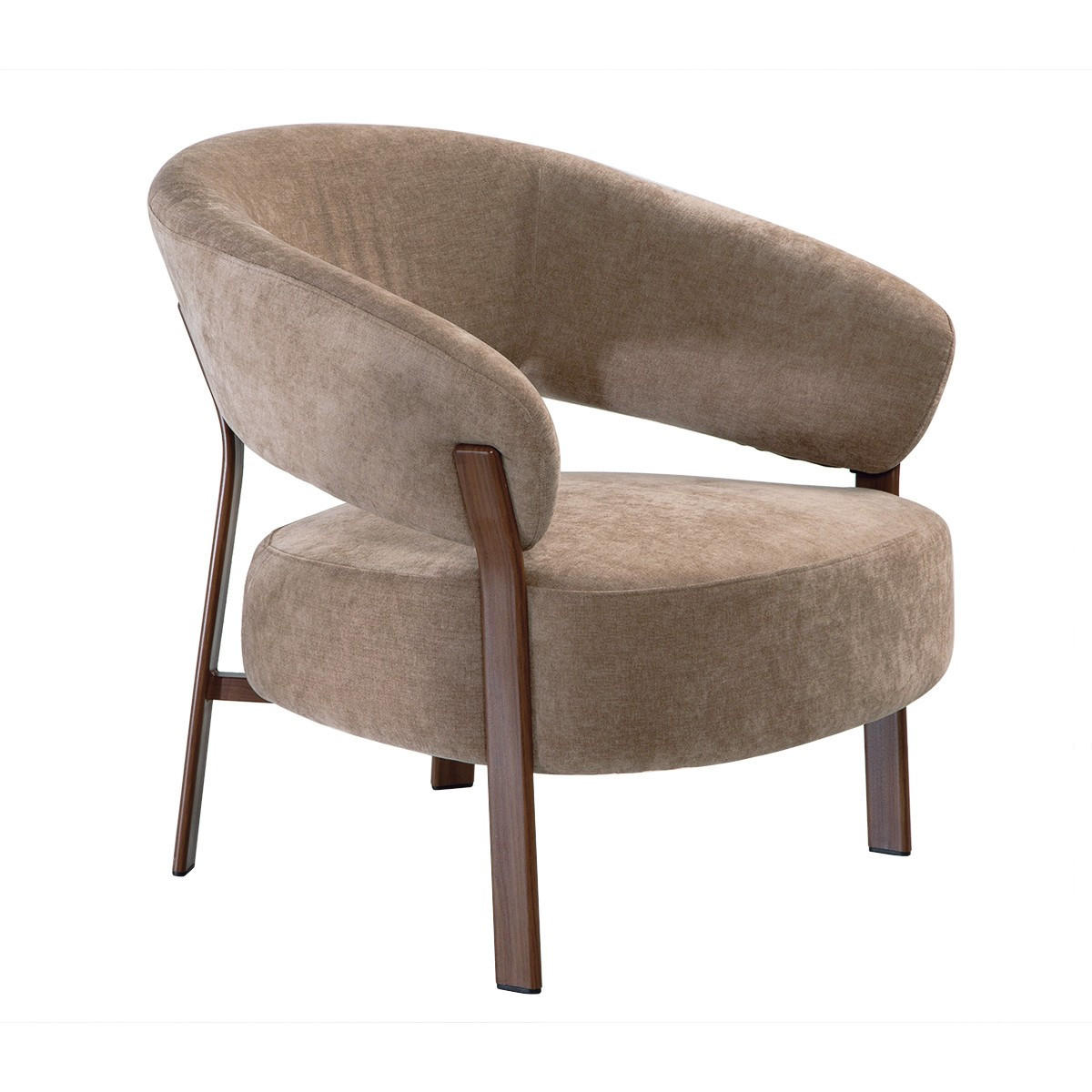 SESSEL aus beigem Stoff mit Metallbeinen in Nussbaumoptik 72/76/78 cm - Beige, Textil (72/76/78cm) - Calicosy
