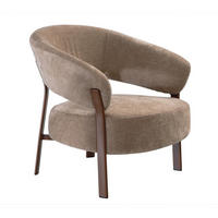 SESSEL aus beigem Stoff mit Metallbeinen in Nussbaumoptik 72/76/78 cm - Beige, Textil (72/76/78cm) - Calicosy